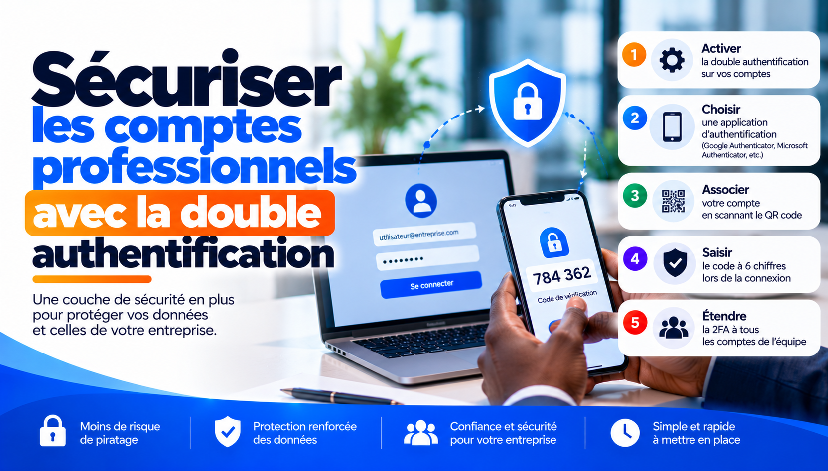 Sécuriser les comptes professionnels avec la double authentification